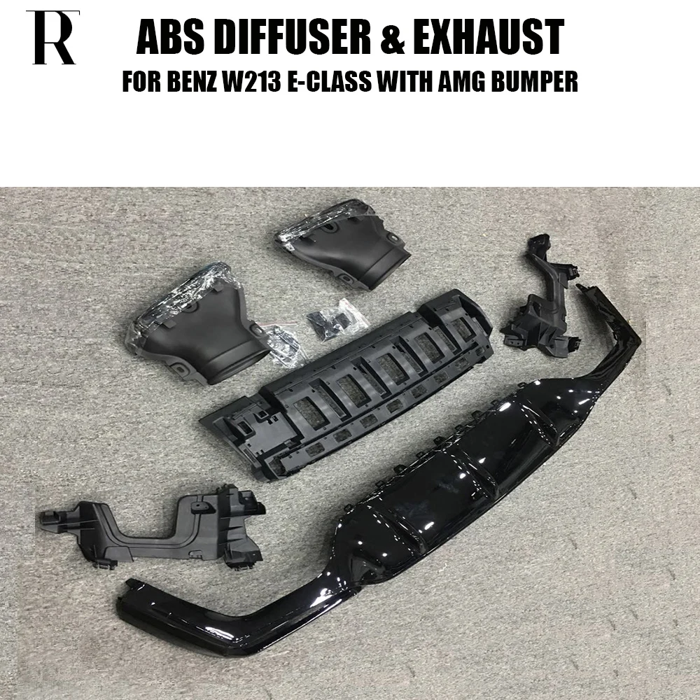 W213 E63 стиль abs черный задний бампер диффузор с выхлопными наконечниками для Benz W213 E200 E260 E300 E320 E43 с Amg посылка