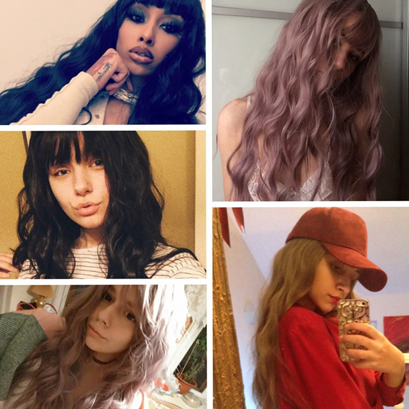 LISI HAIR 2" длинные смешанные черные парики с челкой термостойкие синтетические кудрявые парики для женщин афроамериканские модные волосы