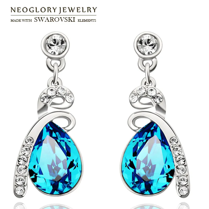 

Neoglory Austria Crystal & Rhinestone Long Dangle Earrings Water Drop Design Alloy Plated Women Elegant Style Sale Gift