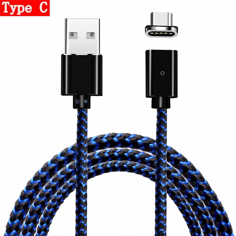 Магнитный кабель 3A 1 м Micro usb type C кабель для iPhone Быстрая зарядка usb type-C Телефон магнитное зарядное устройство для samsung Xiaomi huawei - Color: TypeC blue