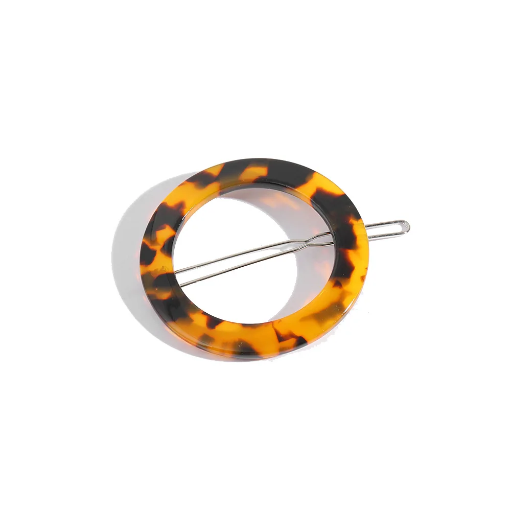 Vintage Tortoiseshell Acrylic Hairpins Women Round Hair Clips Hollow Geometric Barrettes Acetic Acid Girls Jewelry | Украшения и