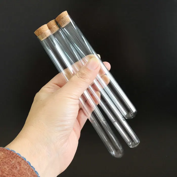 

Pack 20, DIA12/13/15/16/18mm Laboratory Glass Test Tube With Cork Clear, Lab Experiment Favor Gift Tube, Refillable Bottle