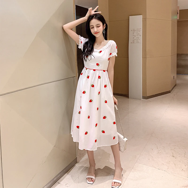 Новые летние женские сандалии с цветочным принтом длинное платье вышивкой