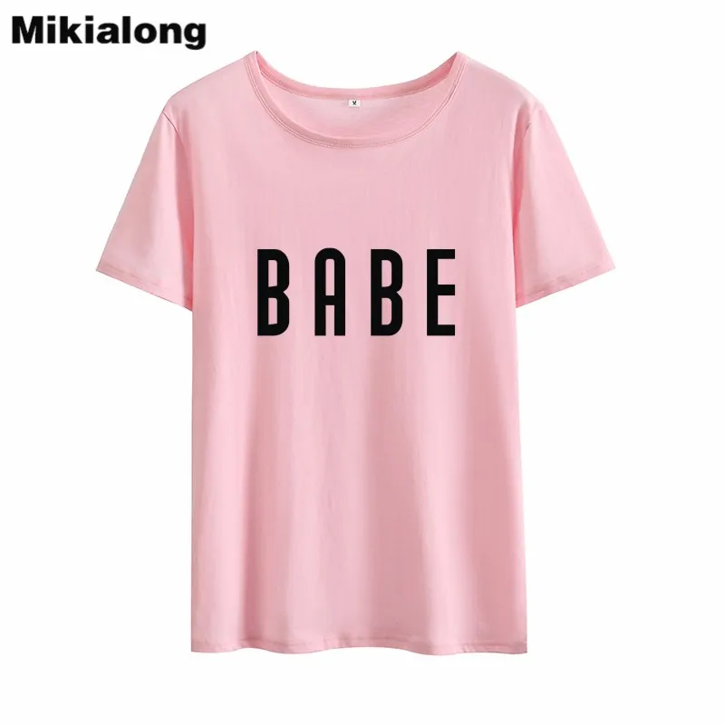 Женская футболка с коротким рукавом MIkialong Babe черная и белая из 100% хлопка лето 2018 |