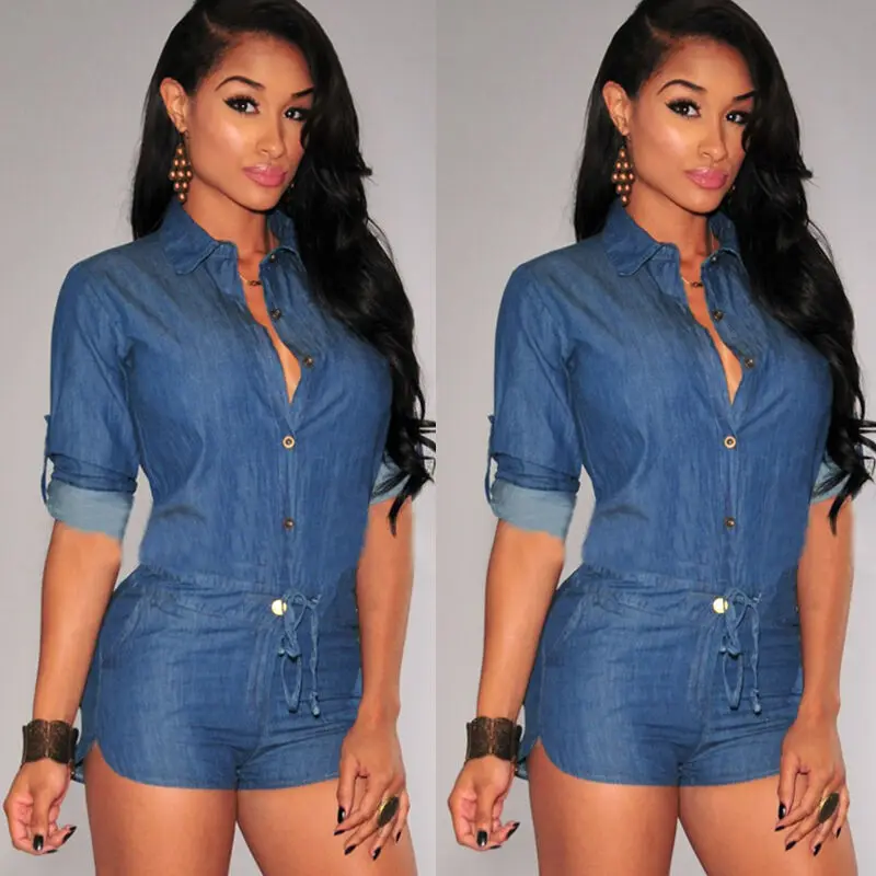 Женский облегающий короткий джинсовый комбинезон джинсы шорты брюки большие