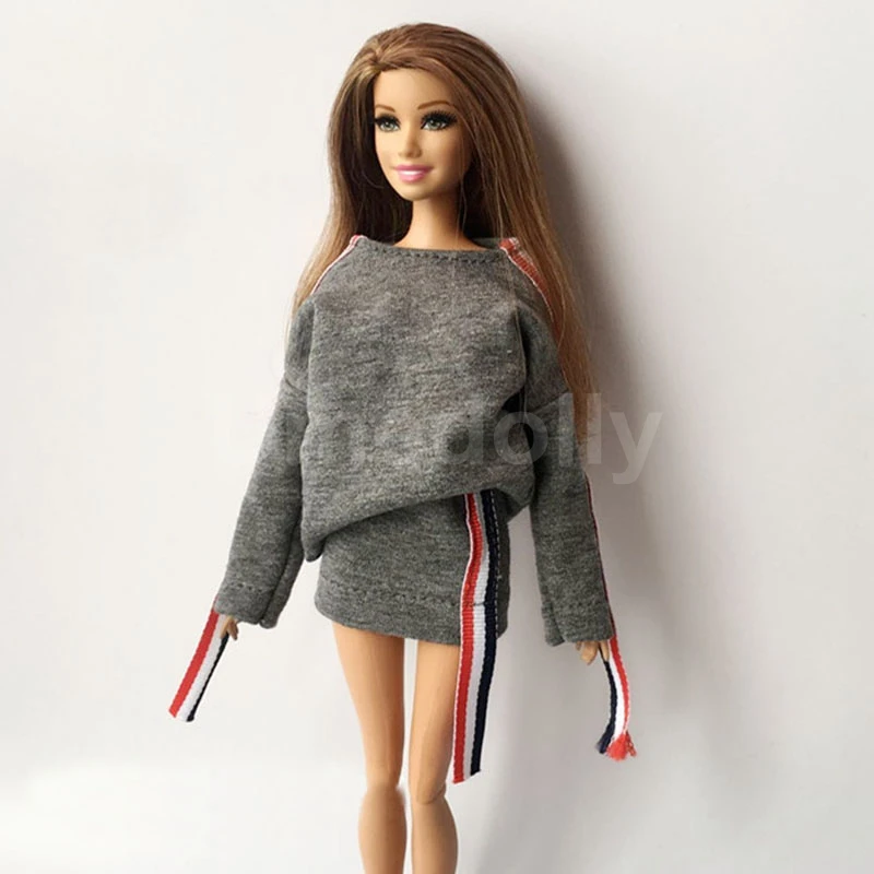 2 шт./компл. 1/6 кукла Мода серый Crewnecks свитер юбка одежда для Blyth Momoko Azone Barbi 30 см