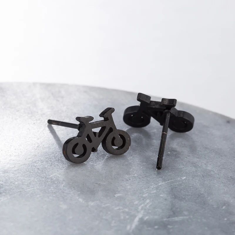 Yiustar Simple Elegant Cute Charming Sweet Bike Earrings Graceful Stainless Steel Studs Ear For Women Girls Decoration Jewelry | Украшения