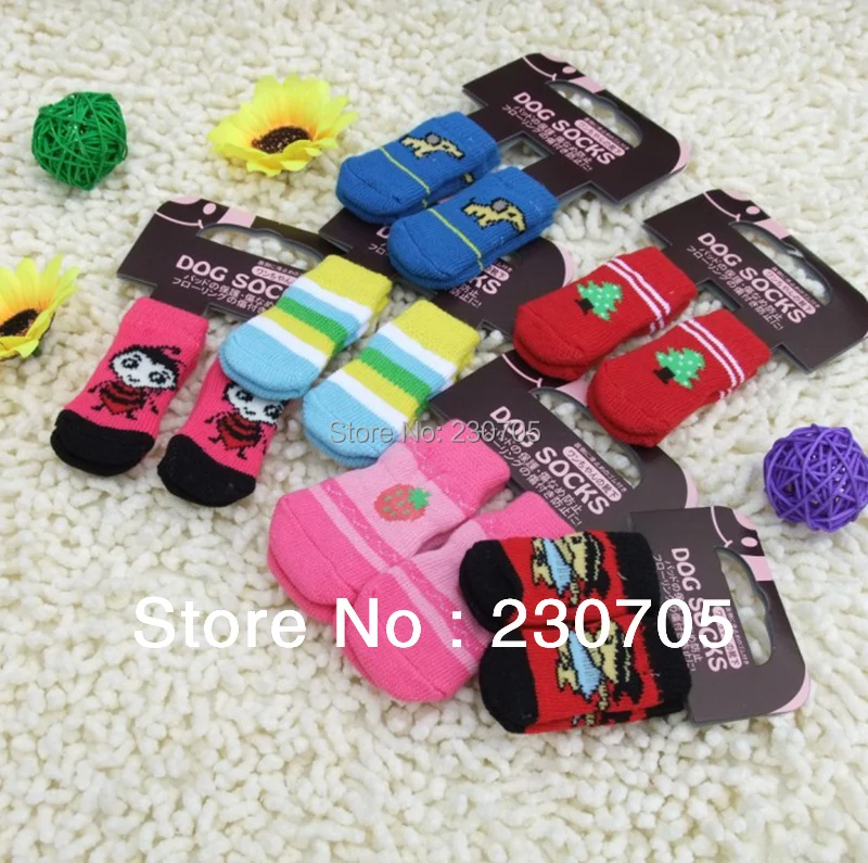 И собака носки хлопок домашнее животное Cat обувь нет скольжение 20 шт. / Lot = 5