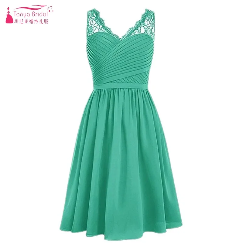 Недорогие короткие платья а силуэта для подружки невесты длина до колена мятно
