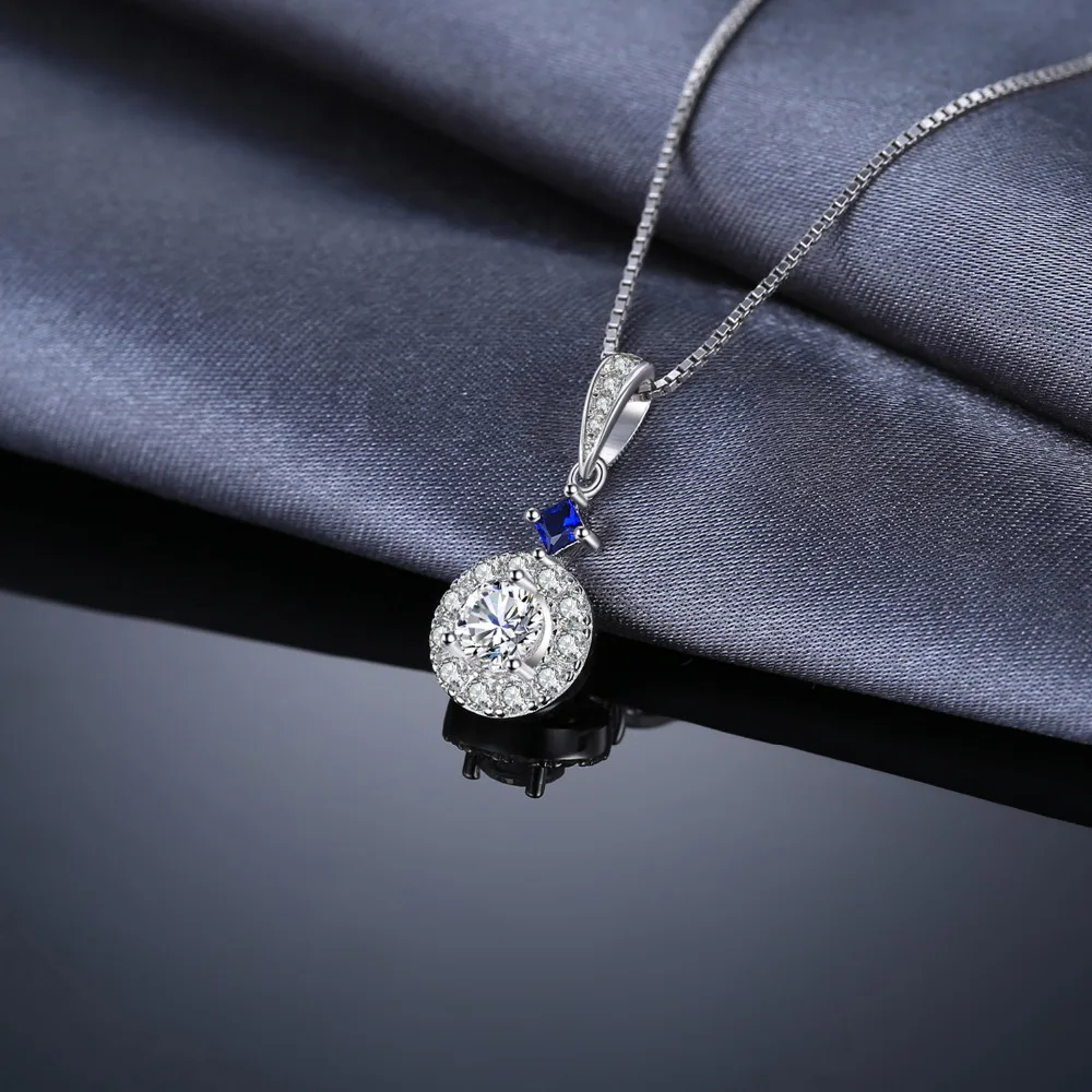 Jewelrypalace элегантный создан синий шпинель капля CZ подвеска Цепочки и ожерелья Настоящее стерлингового серебра 925 45 см окно Сеть ювелирных для Для женщин