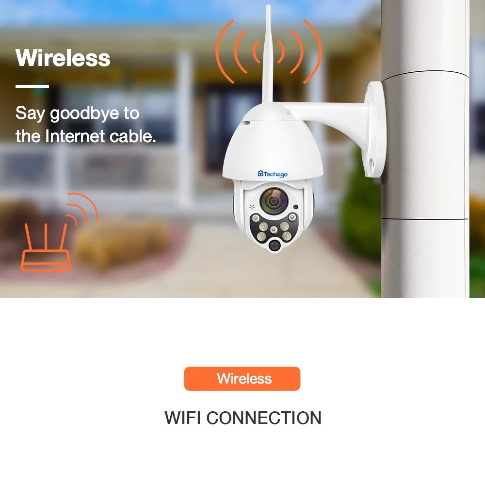 Techage 1080P Беспроводная PTZ IP камера скоростная Купольная Wi Fi видеонаблюдения 2