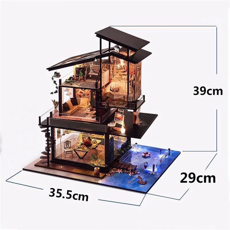 Вилла для кукола сделай сам в стиле прибережной алинии|furniture kit|model building kitsbuilding kit |