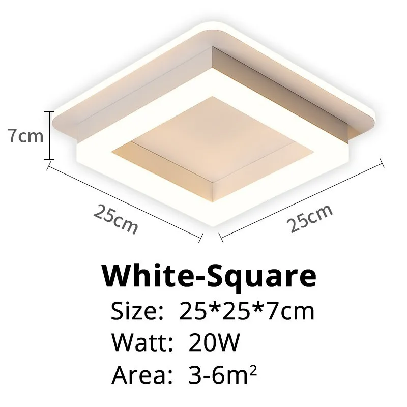 white square Светодиодный светильник-люстра для коридора, поверхностного монтажа, акриловый потолочный задний светильник, 20 Вт, современный светильник Lampadario AC85-260V - Цвет абажура: white square