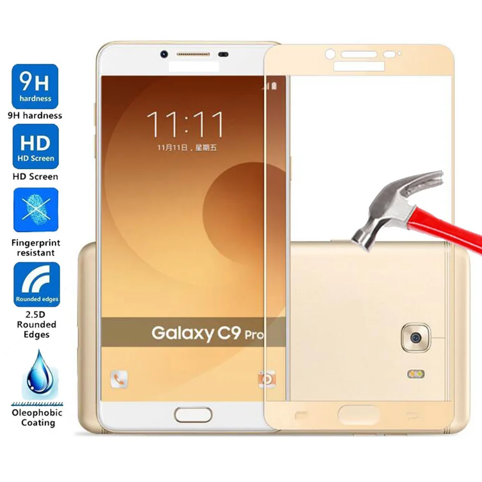 Закаленное стекло для Samsung Galaxy C7 Pro Полное покрытие защита экрана 9H 2.5D Защитная