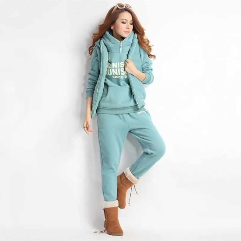 2016 leisure suit кардиган С Капюшоном свитер костюм женская мода толстый бархат трех
