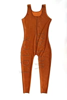 novelty vest latex jumpsuit mens latex catsuit no zip in transparent brown color