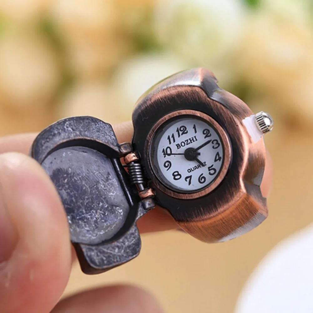 

Fashion Unisex Retro Vintage Finger Skull Ring Watch Clamshell Watch Men Women Pocket Watces relogio masculino wholesale