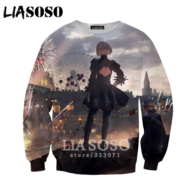 LIASOSO осенняя Новинка мужская и женская мода толстовка с 3D принтом видеоигра Nier