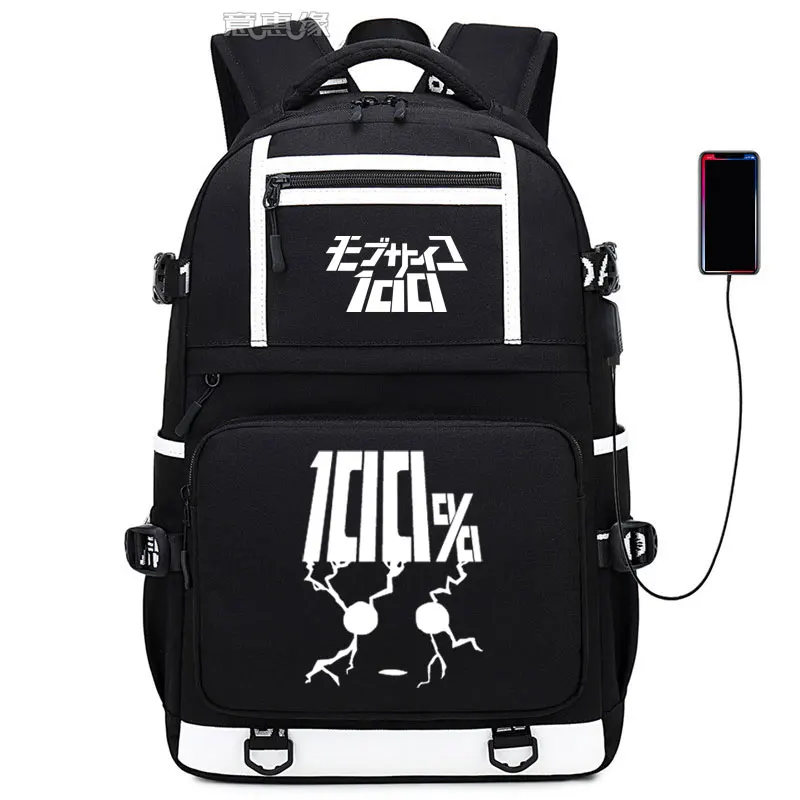 023 Mob Psycho 100 Рюкзак Mobu Saiko Hyaku сумка Повседневная usb зарядка рюкзак аниме Studert школьная сумка для ноутбука дорожная сумка - Цвет: 023