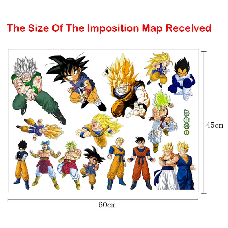 60*45 см Dragon Ball Супер Saiyan аниме Стикеры 3D визуальный эффект Вегета Сын Гохан Son Goku Kakarotto Broli режим Стикеры ST19