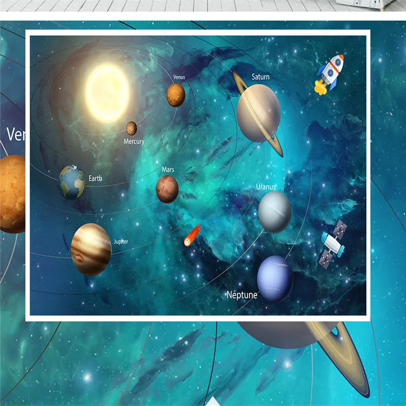 Custom Large 3D Murals Space Universe Wallpapers for Children's Room Starry Sky Planet Wall Papers Stereoscopic Home Decor |