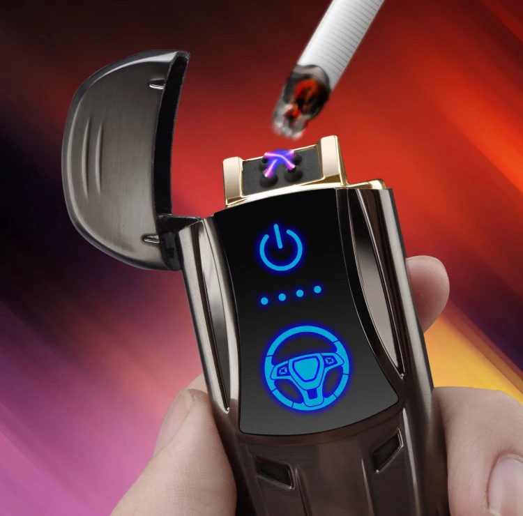Двойная дуга USB Зажигалка в форме автомобиля плазменная электронная для сигарет курить перезаряжаемая