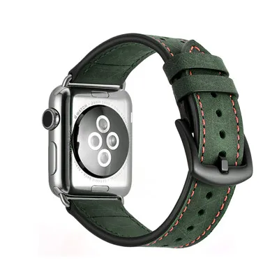 green Хохлатый кожаный ремешок для apple watch Band 4 42 мм/38 мм 3 iwatch band 44 мм/40 мм correa apple watch 4 band наручный браслет ремень 2 1 - Цвет ремешка: green