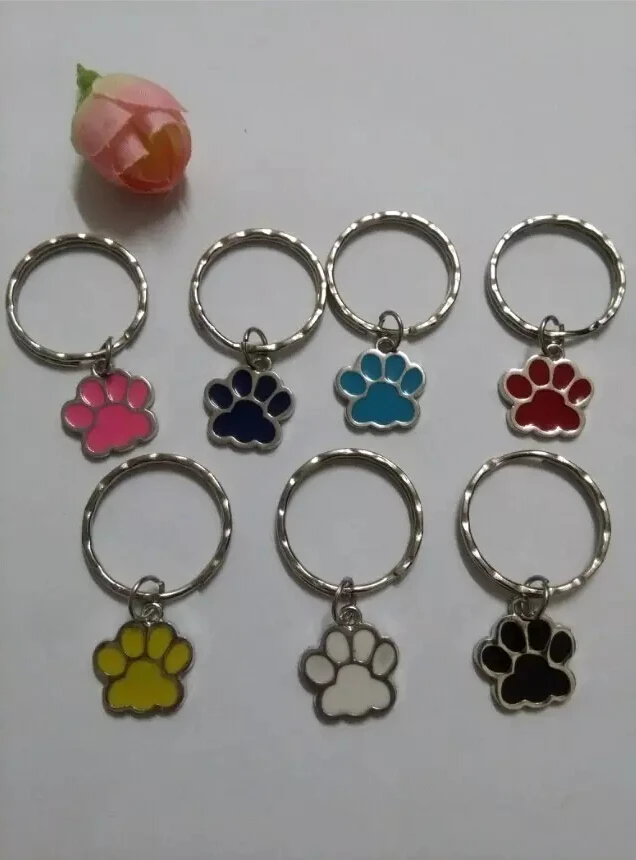 Enamel Dog&ampCats Footprints Vintage Silvers Charms Mixed Keychain For Keys Ring DIY Key Chain Accessories 50pcs D263 | Украшения и