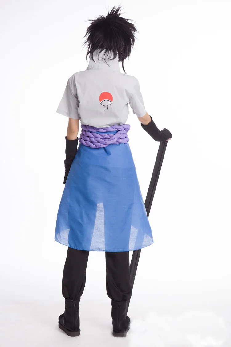 Uchiha Sasuke костюмы для косплея аниме Наруто одежда четыре поколения одежда(топ+ фартук+ брюки+ шпагат ремень+ наручник* 2