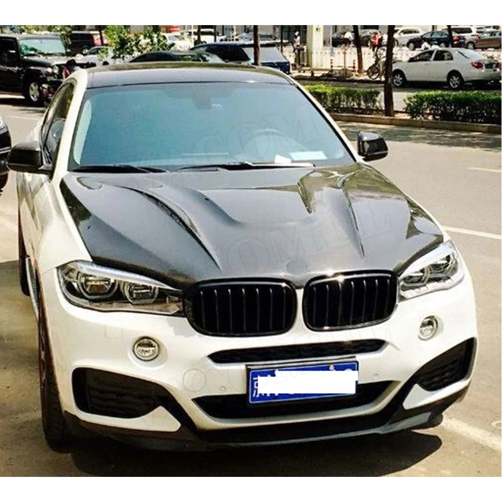

Car Carbon Fiber Front Engine Hood Vent Cover For BMW X5 X6 2007-2013 Car Bonnet Cap Styling