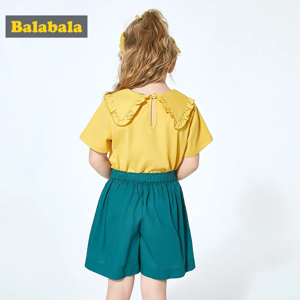 BalabalaGirls/комплект летней одежды для детей Детская футболка с короткими рукавами