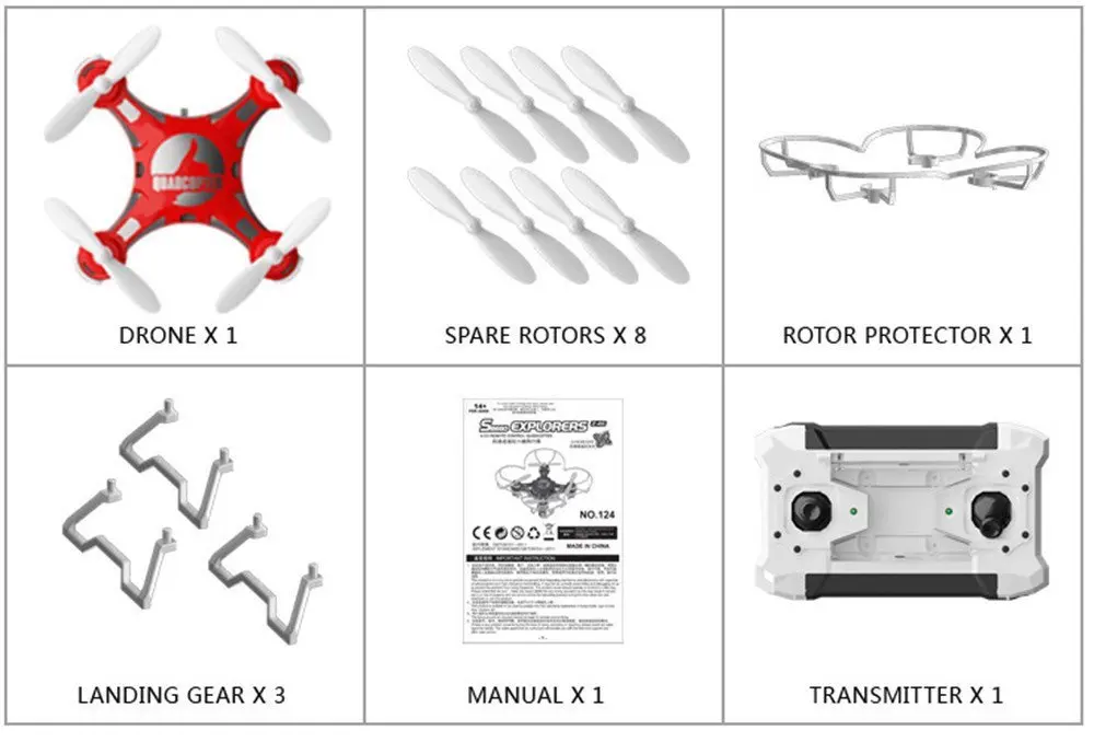EBOYU FQ777-124 Pocket RC Drone 4CH 6-осевой гироскоп Квадрокоптер с переключаемым контроллером