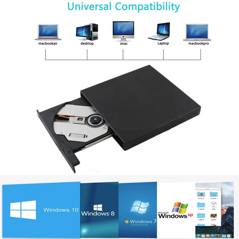 Для ПК ноутбука Asus Dell HP ультрабук внешний DVD-плеер с USB-разъемом 8x устройство для