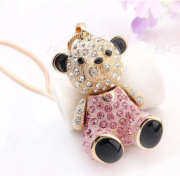 

Cute Girl Gifts Gold Color Bear Pendant Necklaces For Women Crystals from Austria Long Statement Necklace Jewelry