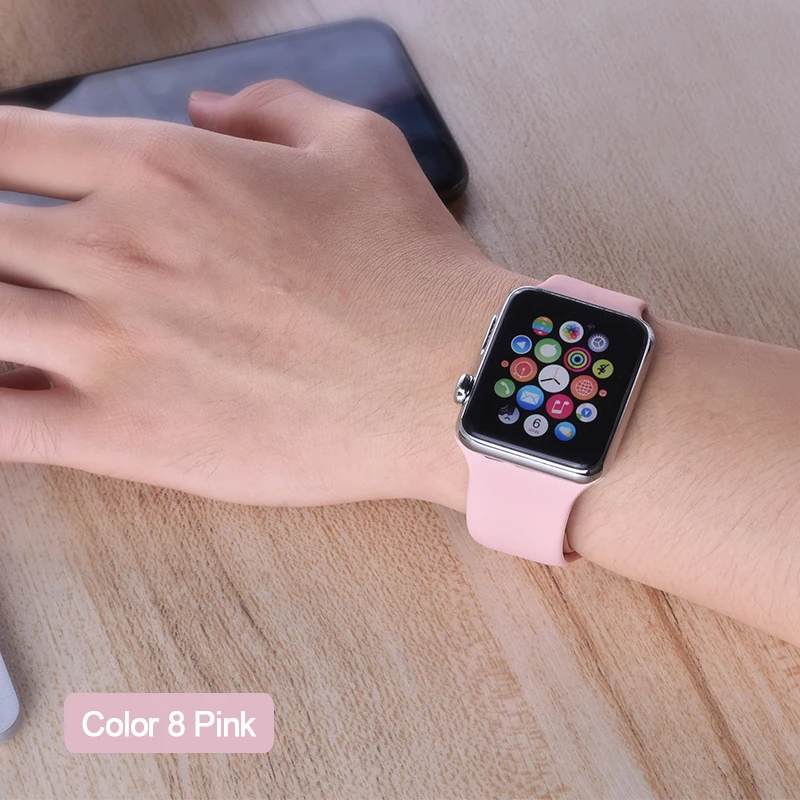 Apple Watch Красочный мягкий силиконовый спортивный пояс серии 4 3 2 1 38 мм 42 мм iWatch 40 мм резиновый ремень браслет с 44 мм серии 4