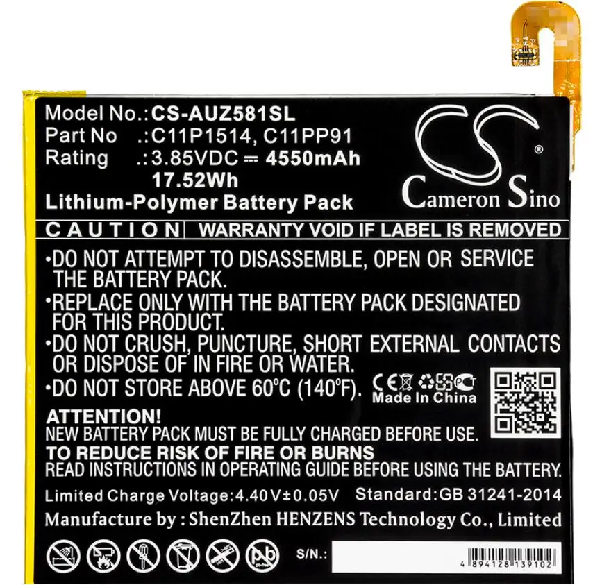 Аккумулятор Cameron Sino 4550 мАч для ASUS P008 Z581KL ZenPad 3 8 0 Zenpad Z8 XLTE ZT581KL M619 | Электроника