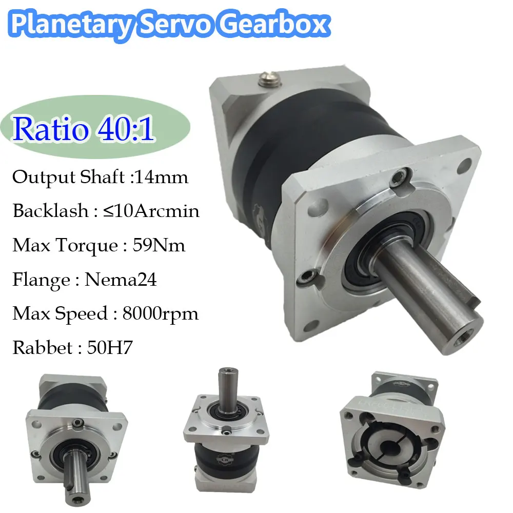 

60mm Precision Planetary Gearbox Geared Ratio 40:1 Gearbox Nema24 Servo Motor Speed Reducer CNC Engraver Milling