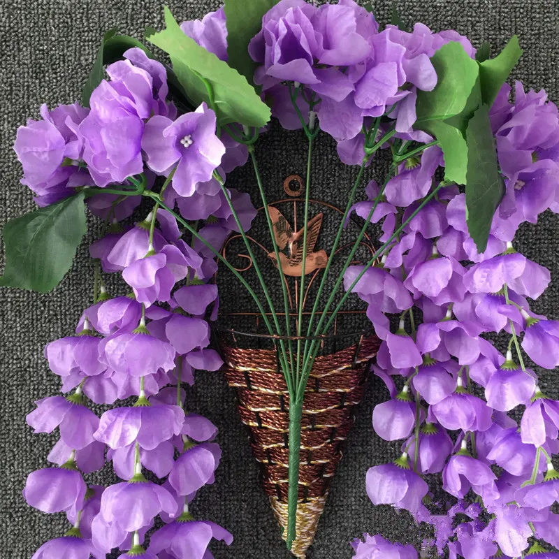 

Flone Artificial silk fake Hydrangea Flowers Wisteria Wall Hanging Plants flower Vine for Wedding Party Balcony Decorations
