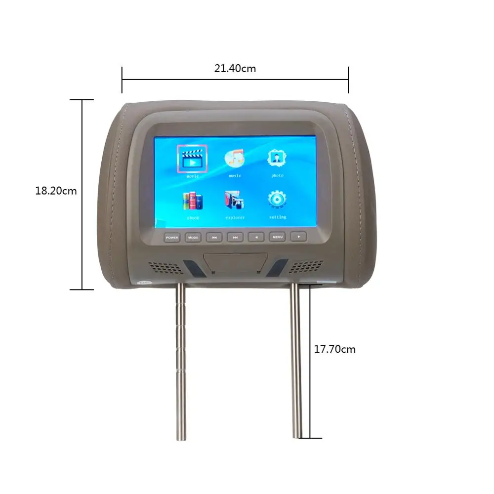 7 inch Car Headrest Monitor 800*480 LCD Screen Video Player Support USB/SD/FM/Speaker/MP5 with Remote Control | Автомобили и