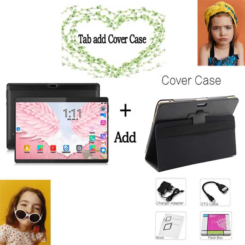 Tab add Leather Case BDF, планшет, 10 дюймов, 3G/4G, LTE, телефонный звонок, планшетный ПК, четыре ядра, 4 Гб ram, 64 ГБ rom, Tab 1280*800, ips 10,1, планшеты, Android 8,1 - Комплект: Tab add Leather Case