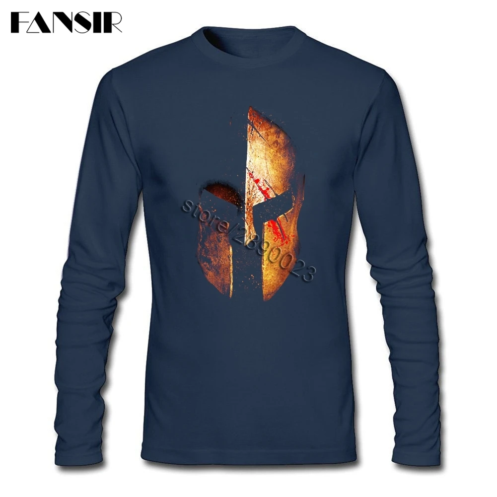 Men Tee Shirt Long Sleeve CrewNeck Cotton Spartan Greece Latest Design T Men's | Мужская одежда