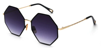 gold with black Kachawoo Восьмиугольные солнцезащитные очки для женщин, винтажные многоугольные стильные негабаритные солнцезащитные очки для мужчин, черные коричневые линзы, горячая Распродажа, лето - Цвет линз: gold with black