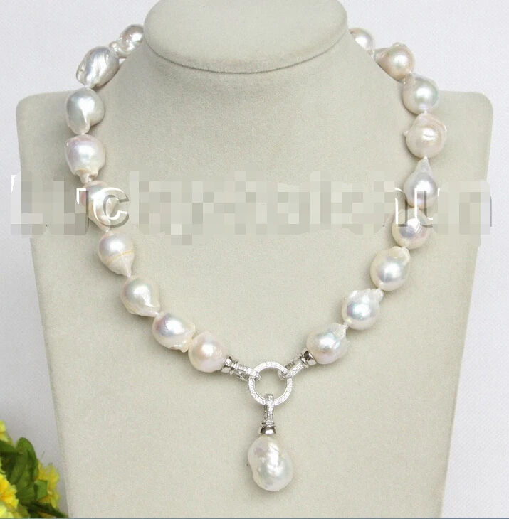 

Women Gift word Love shipping NEW stylish Baroque 17" white Reborn keshi pearls necklace 18KGP j11162 6. -jewelry