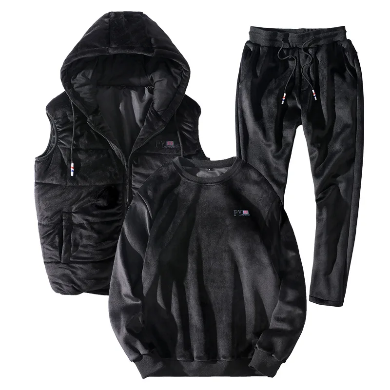 Теплые зимние спортивные костюмы для мужчин 3 шт./компл. 7XL 8XL большой размер