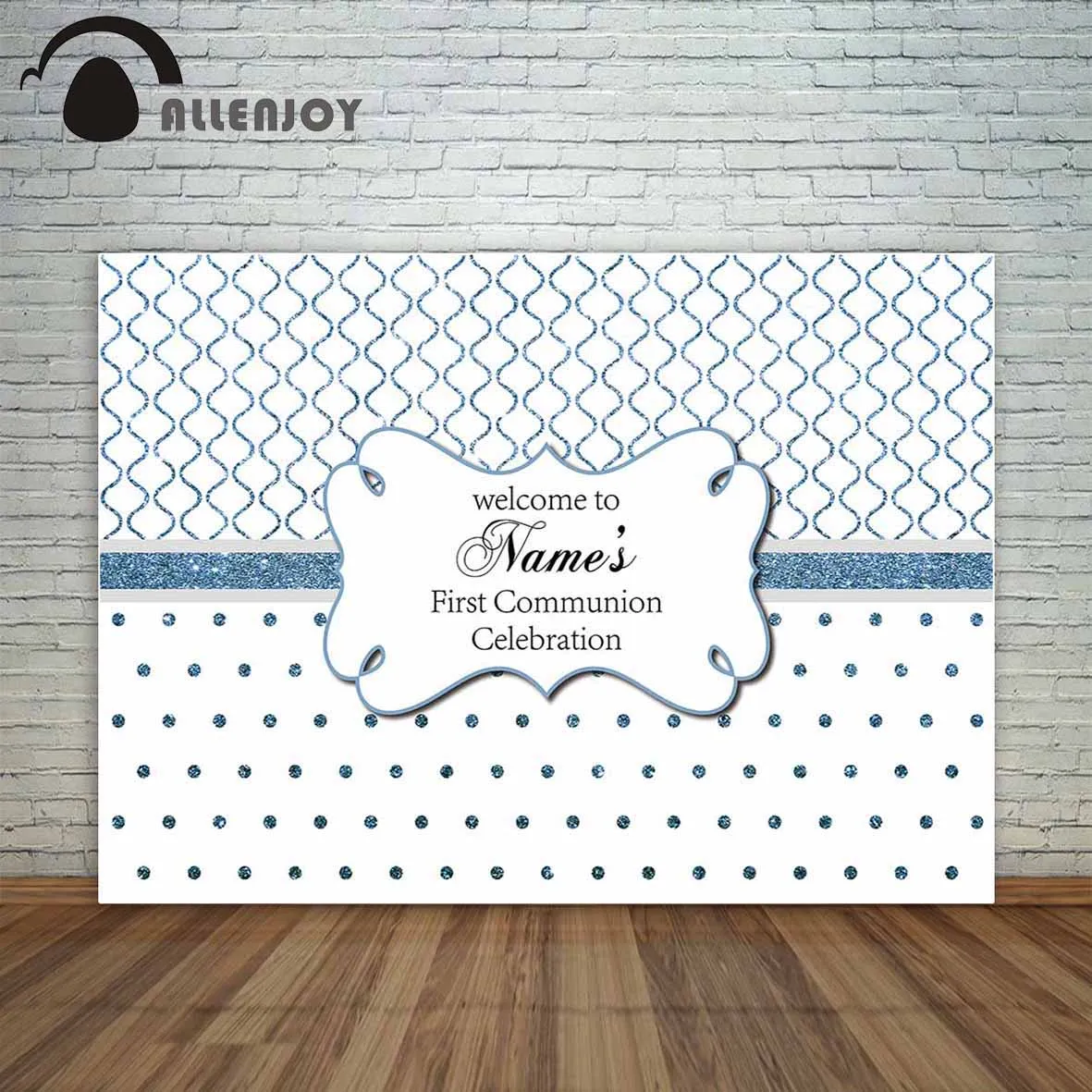 Фон Allenjoy для фотосессии с изображением первого причастия голубого цвета в