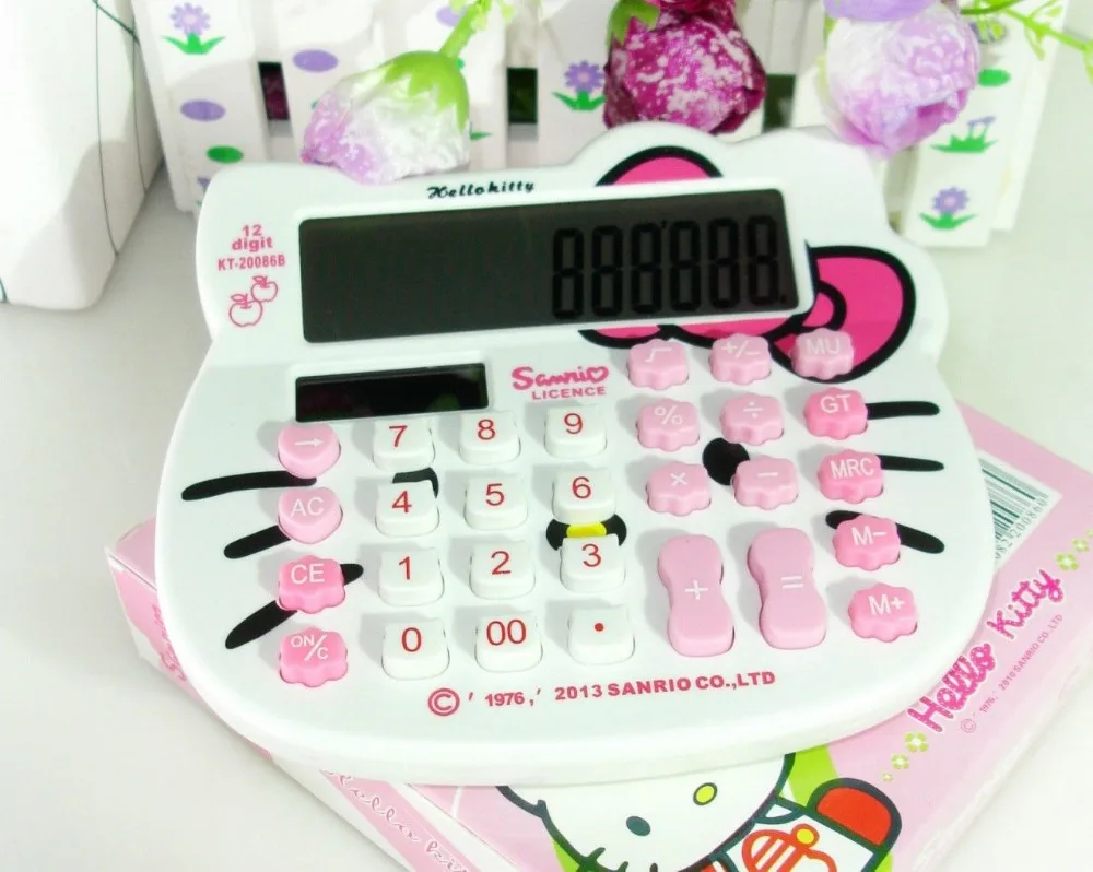 Новый милый Базовый Электронный калькулятор Hello Kitty 12 цифровых цифр розовый с