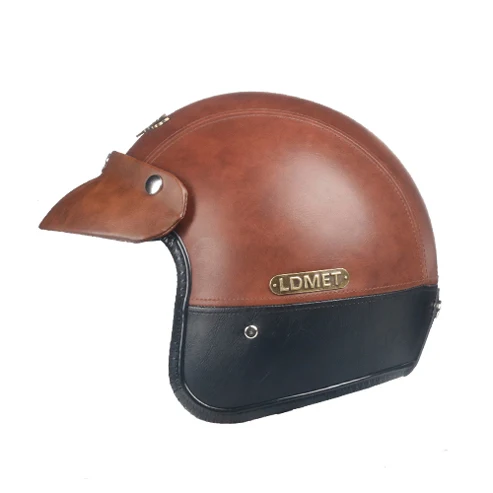Открытый шлем Кафе racer Кожа PU moto rcycle Ретро 3/4 открытый шлем kask jet casco de moto pilot - Цвет: 9