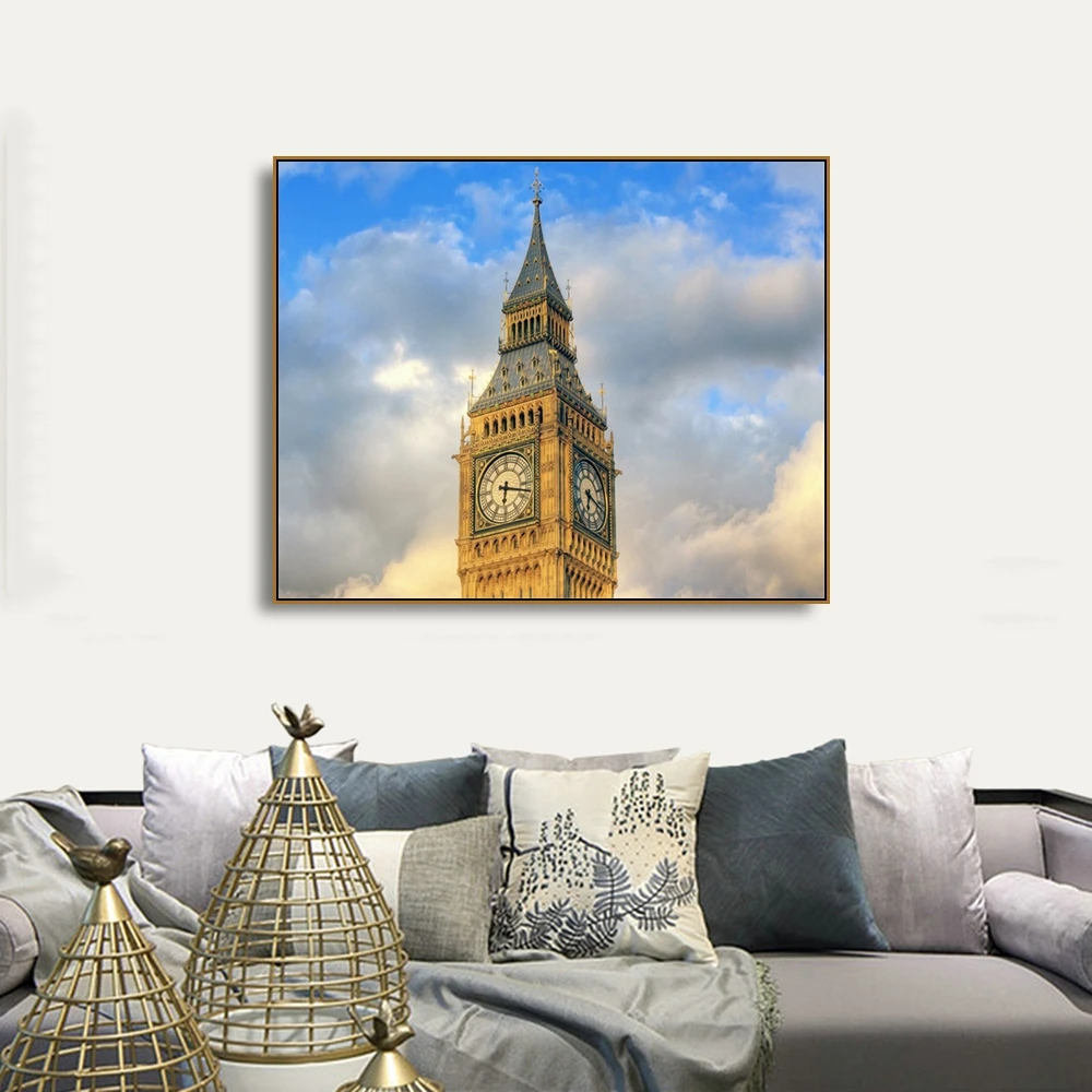 Голубое небо облако Лондонский пейзаж Краска на холсте для гостиной ванной
