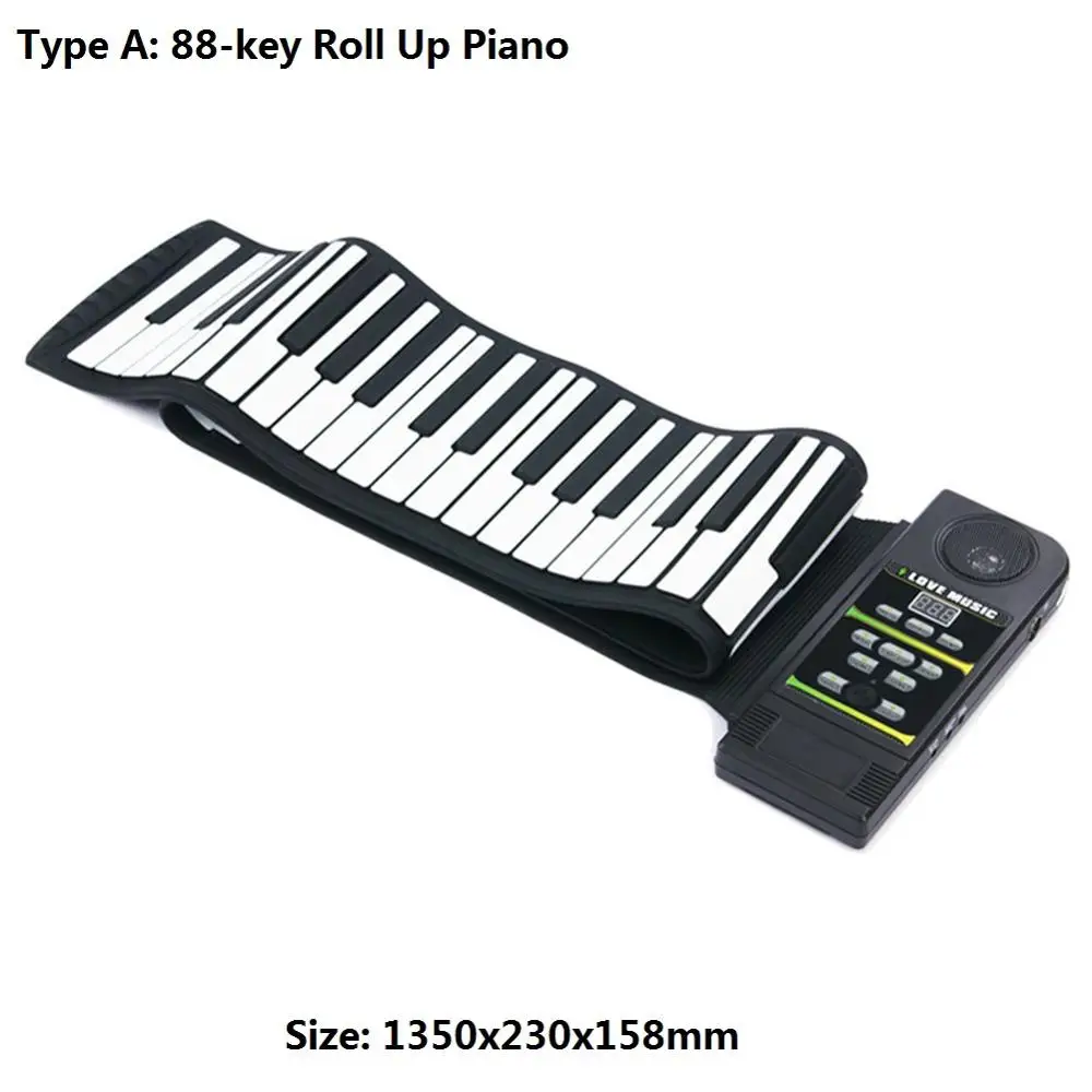 Type A 88 keys Портативный 49 клавиш/88 клавиш гибкий силиконовый рулон пианино складная клавиатура для детей студентов PN88S Музыкальные инструменты - Цвет: Type A 88 keys