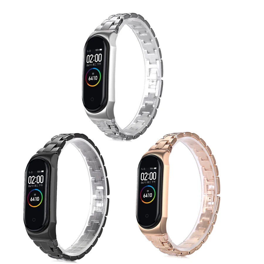 Металлический ремешок для Xiaomi Mi Band 4 сменный Браслет из нержавеющей стали